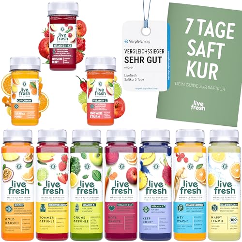 LiveFresh Saftkur 7 Tage | 49 Säfte (250ml)...